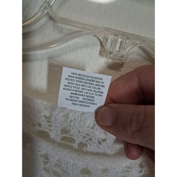 NWT Wild Fable Knit Sweater Top Blouse Business Casual Sheer White Size Large - Picture 6 of 6